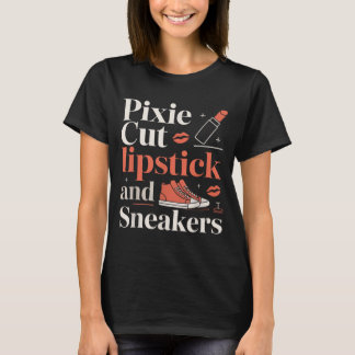 Pixie-Schnitt Lippenstift und Sneaker Kurzhaarfris T-Shirt