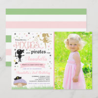 Pixie und Pirate zum Geburtstag Einladung Fairy Pi