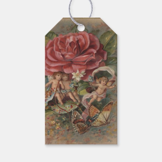 Pixies, Engel, Schmetterlinge & Blume - Geschenk-T Geschenkanhänger (Vorderseite)