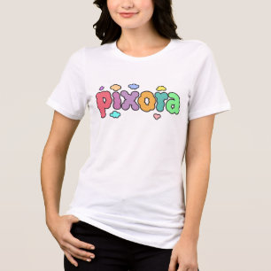 Pixora - Design der farbenfrohen Bubble-Letter-Log Tri-Blend Shirt