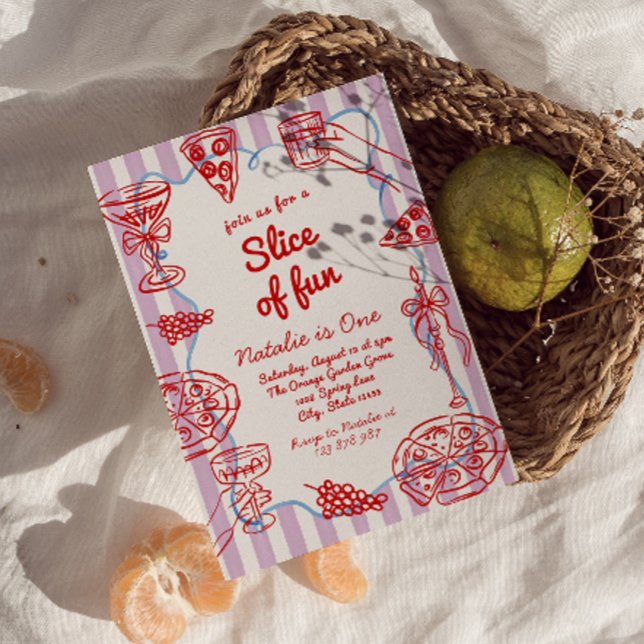 Pizza 1. Hand Gezeichnet Stück Spaß Geburtstag Einladung (Von Creator hochgeladen)