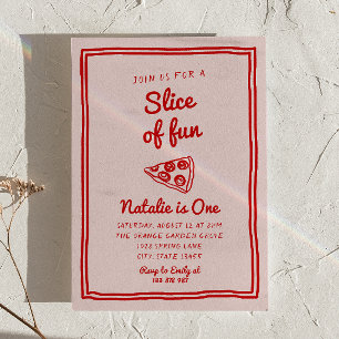Pizza 1. Hand Gezeichnet Stück Spaß Geburtstag Einladung