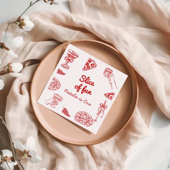 Pizza 1. Hand Gezeichnet Stück Spaß Geburtstag Serviette (Von Creator hochgeladen)