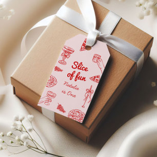 Pizza 1. Hand gezeichnete Scheibe Spaß Geburtstag  Geschenkanhänger