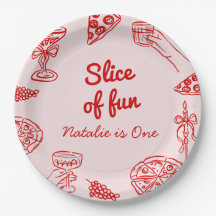 Pizza 1. Hand gezeichnete Scheibe Spaß Geburtstag 