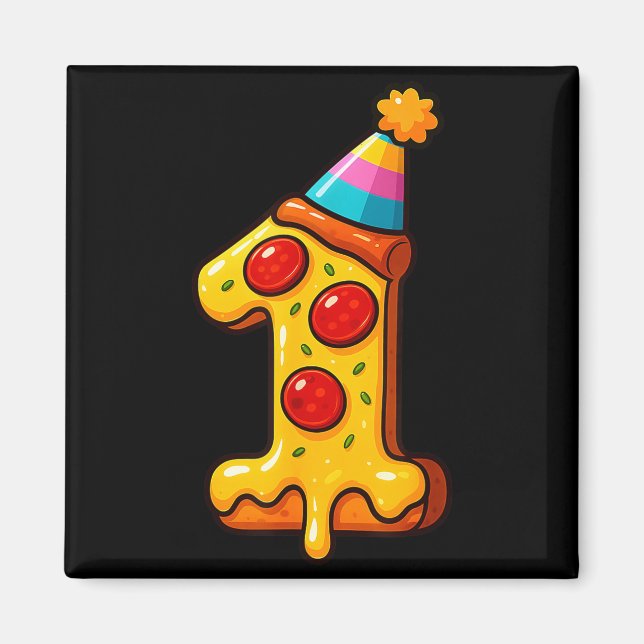 Pizza 1st Birthday 1year Old Party Hat Bday Boys G Magnet (Vorne)