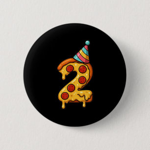 Pizza 2. Geburtstag 2 Jahre altes Party Hut Jungen Button