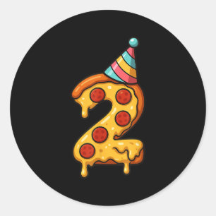 Pizza 2. Geburtstag 2 Jahre altes Party Hut Jungen Runder Aufkleber