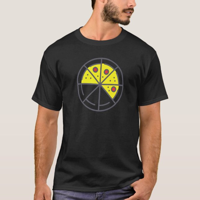 Pizza 5 Slices Cheese Pepperoni Funny Geometric Fo T-Shirt (Vorderseite)