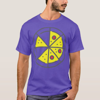 Pizza 6 Slices Cheese Pepperoni Funny Geometric T-Shirt