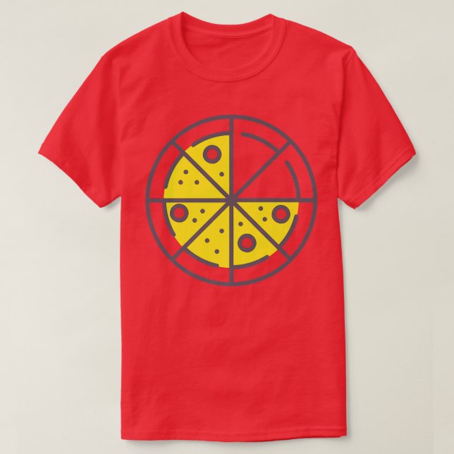 Pizza 6 Slices Cheese Pepperoni Funny Geometric T-Shirt (Design vorne)