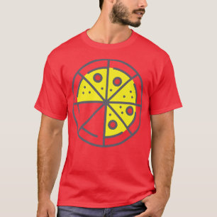 Pizza 6 Slices Cheese Pepperoni Funny Geometric T-Shirt
