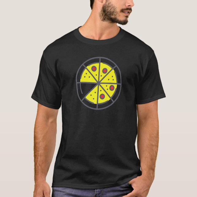 Pizza 7 Slices Cheese Pepperoni Funny Geometric Fo T-Shirt (Vorderseite)