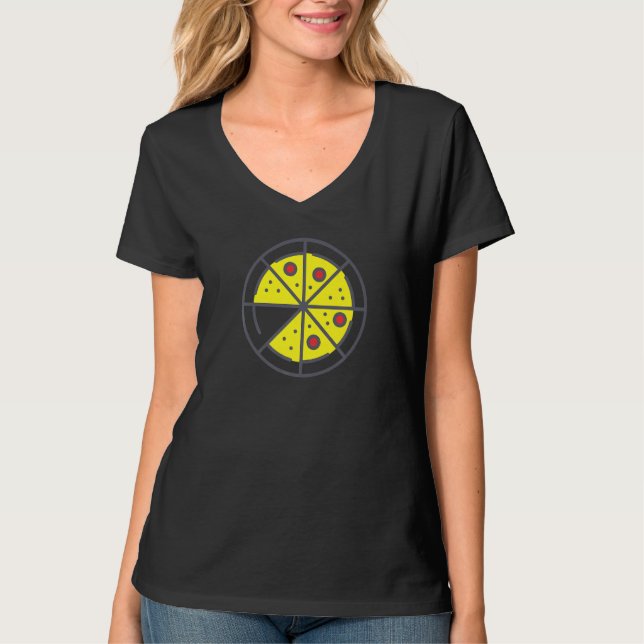 Pizza 7 Slices Cheese Pepperoni Funny Geometric Fo T-Shirt (Vorderseite)