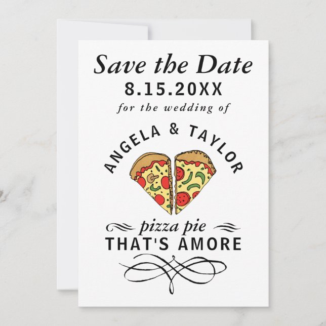 Pizza Amore Foto Wedding Save The Date (Vorderseite)