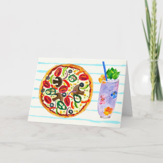 Pizza and cocktail foodie card dankeskarte