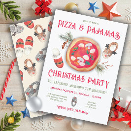 Pizza and Pajamas Christmas Birthday Party Invitat Einladung