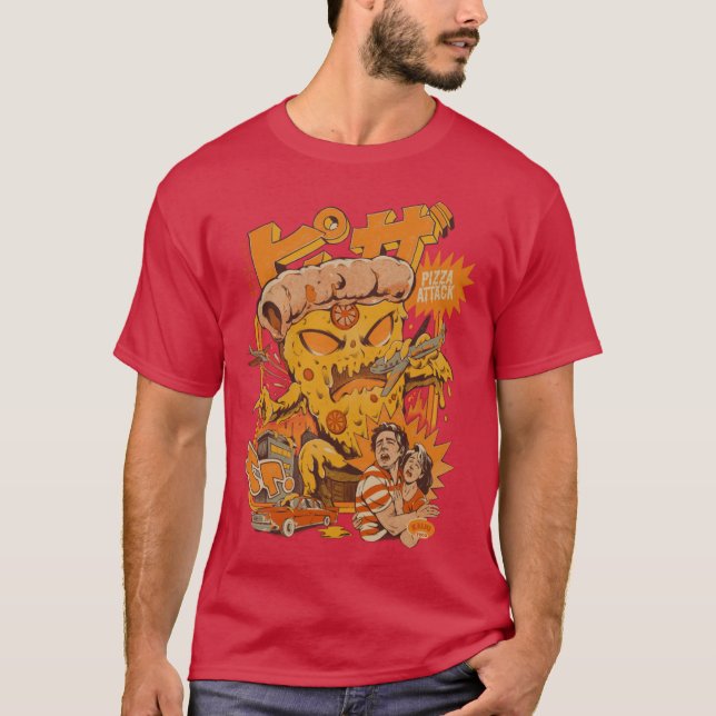 Pizza-Angriff Familie T-Shirt (Vorderseite)