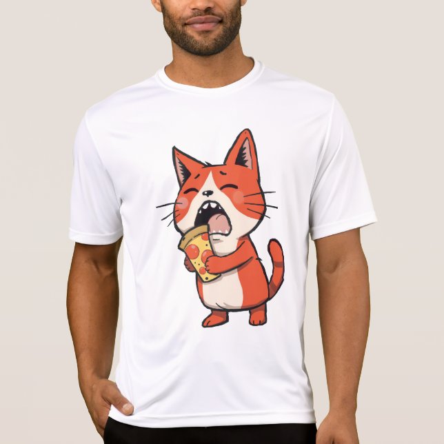 Pizza Attack Cat - Orange Kitty T-Shirt (Vorderseite)