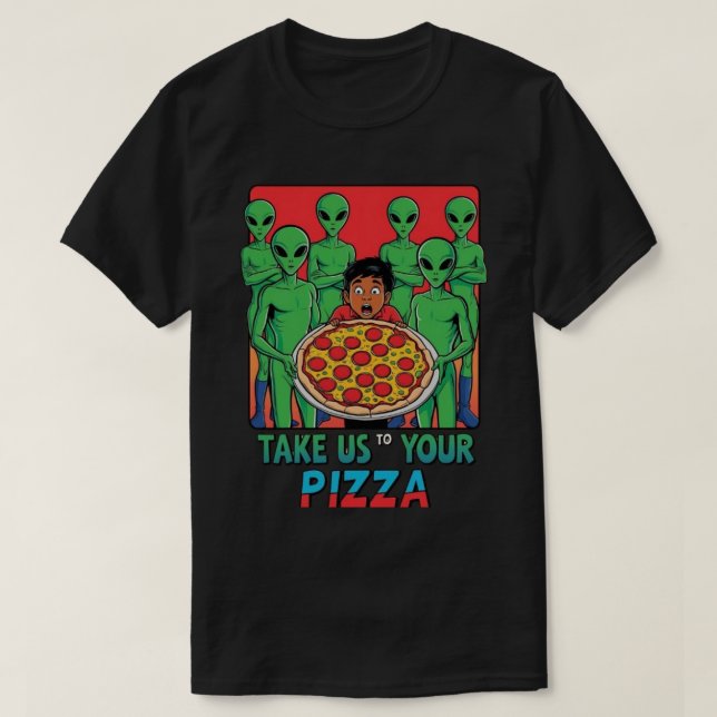 Pizza Außerirdischen blass Mens T-Shirt (Design vorne)