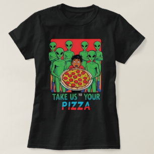 Pizza Außerirdischen blass Womens T-Shirt