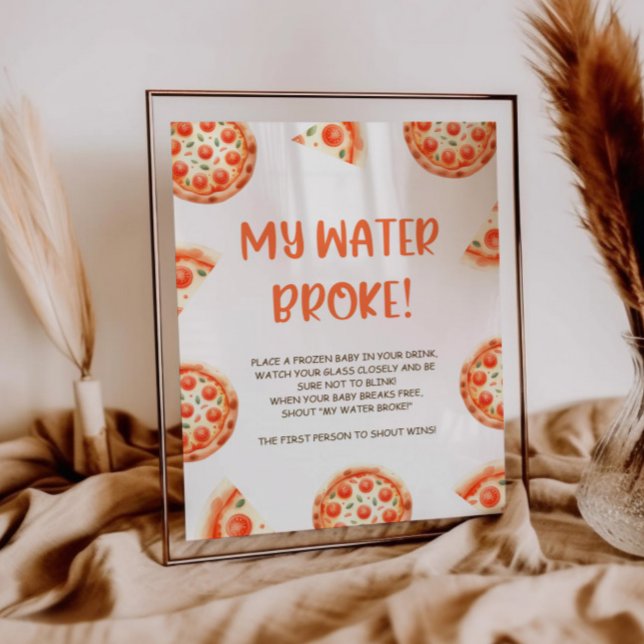 Pizza Baby Dusche Mein Wasser Broke Spiel Schild (Von Creator hochgeladen)