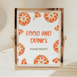 Pizza Baby Dusche - Unterschrift für Essen und Get Poster