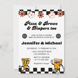 Pizza-Baby-Shower-Einladungen Pizza Bier Windeln Einladung