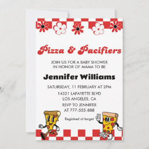 Pizza-Baby-Shower-Einladungen Pizza und Schnuller Einladung