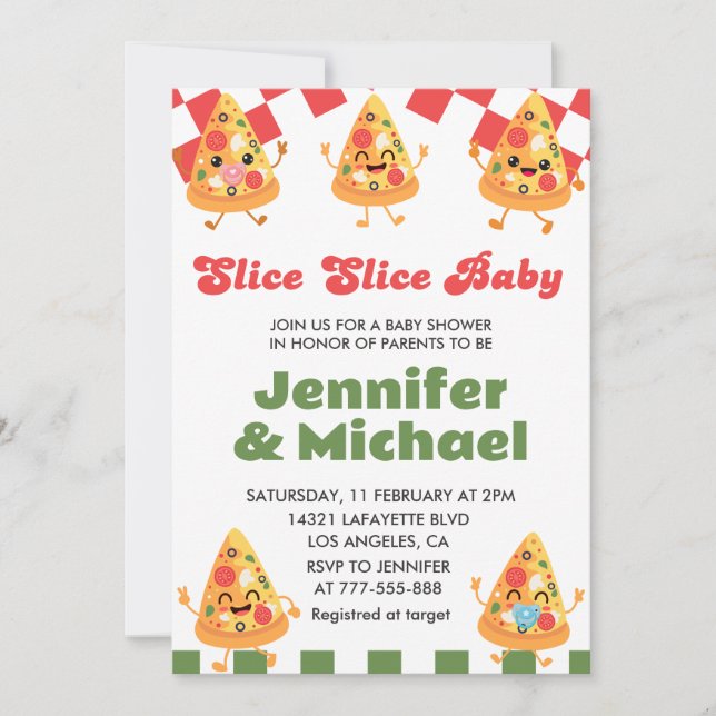 Pizza Baby Shower Einladungen Slice Slice Baby (Vorderseite)