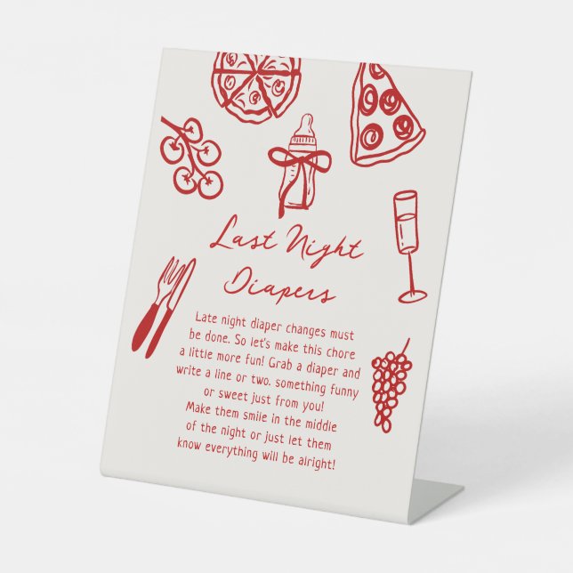 Pizza Baby Shower Game Sockelschild (Vorderseite)