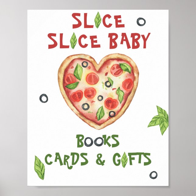 Pizza Babydusche - Karten und Geschenke Poster (Vorne)