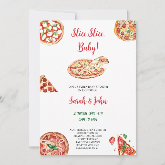 PIZZA BABYSHOWER EINLADUNG (Vorderseite)