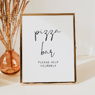 Pizza-Bar-Schild, Moderne Minimalistische Food-Sta Poster