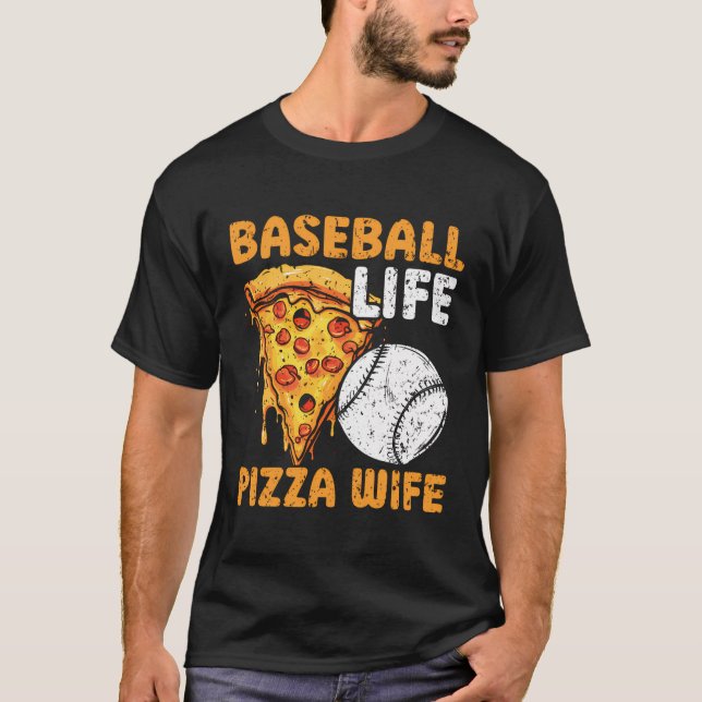 Pizza Baseball Player Baseball Lover Sport Italien T-Shirt (Vorderseite)