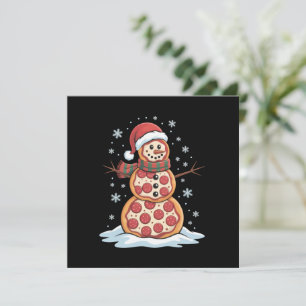 Pizza-Baum-Schneemann-Santa-Hut-Weihnachtsfeier-Lu Feiertagskarte
