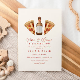Pizza & Beer Diapers Casual Couples Baby Shower Einladung