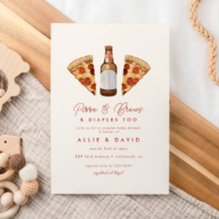 Pizza & Beer Diapers Casual Couples Baby Shower Einladung