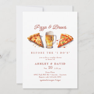 Pizza & Beer Dusche für Wasserfarben Einladung