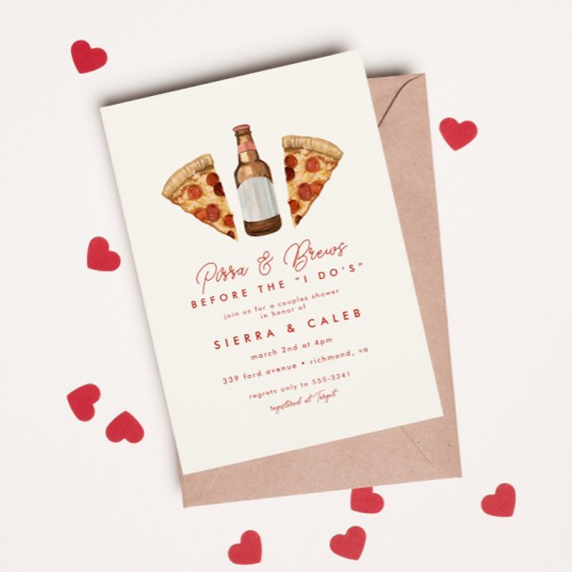 Pizza & Beer Lässige Paare Hochzeit Brautparty Einladung (Von Creator hochgeladen)