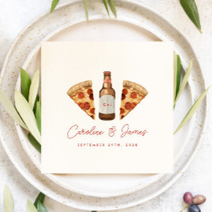 Pizza & Beer Lässige Paare Hochzeit Brautparty Serviette