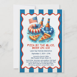 Pizza Beer Pool Party Einladung am Arbeitstag