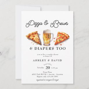 Pizza & Bier   Aquarell-Paar-Shower Einladung