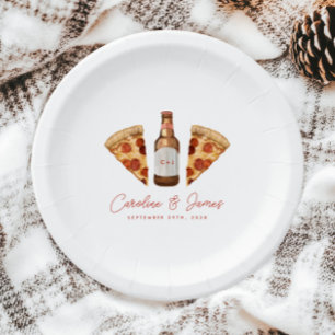 Pizza & Bier Casual Couples Hochzeit Brautabschied Pappteller