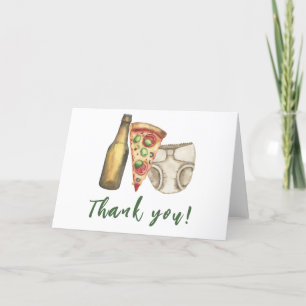 Pizza, Bier und auch Windeln Babyparty Danke