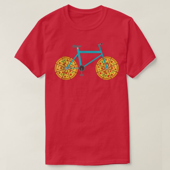 Pizza Bike Wheels Funny Cycling Food T - Shirt (Design vorne)