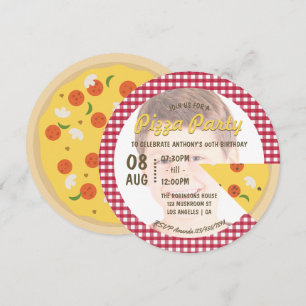 Pizza Birthday Party hinzufügen Foto Einladung