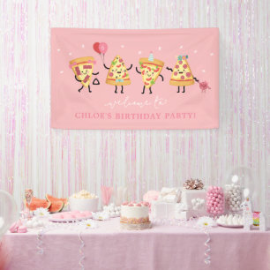 Pizza Birthday Party, Moderne Niedliche Pizza Slic Banner