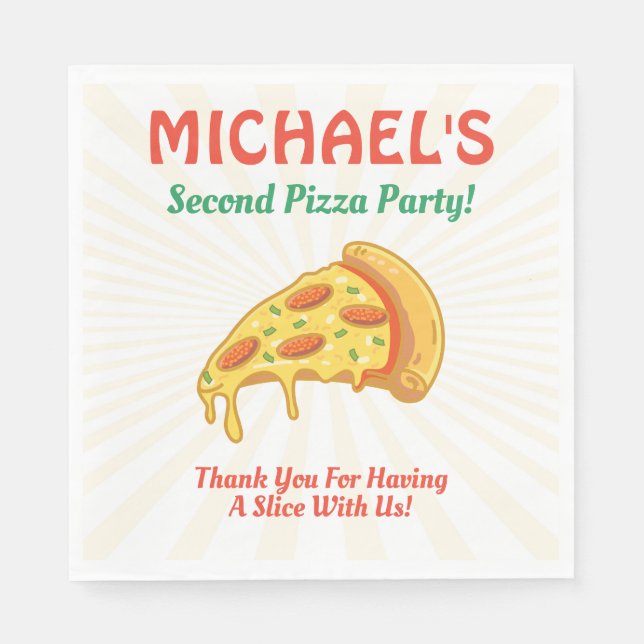 Pizza Birthday Party Napkins Serviette (Vorderseite)