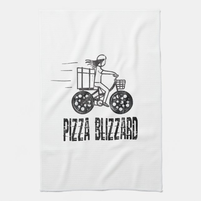 Pizza Blizzard Bike Courier Driver Geschirrtuch (Vertikal)